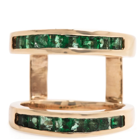 FINAL REDUCTION ‼️ Stunning 💚 Estate Emerald 14K Gold Insert Ring Guard 1.5 ct - Picture 2 of 14
